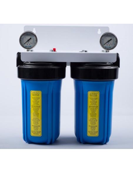 Porte filtre BIG BLUE double 10" avec manomètres