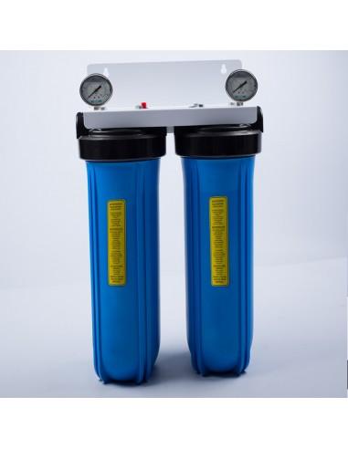 Porte filtre BIG BLUE double 20" avec manomètres