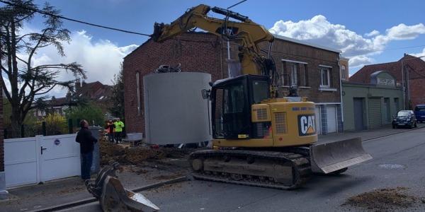 Installation d’une cuve béton enterrée de 10000L pour récupérer l’eau de pluie à Mons-En-Barœul (Nord)